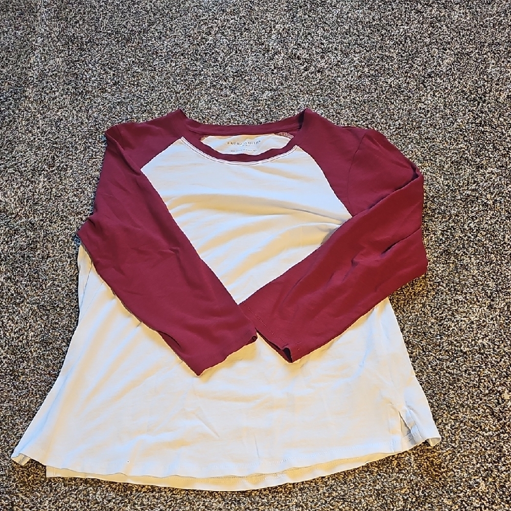 Old Navy Maroon and White Long Sleeve Tee